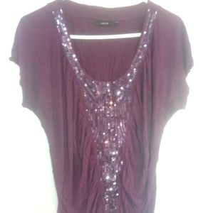 Plum colored sequin top